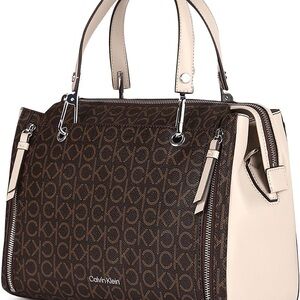 Calvin Klein Signature Brown and Cream Satchel